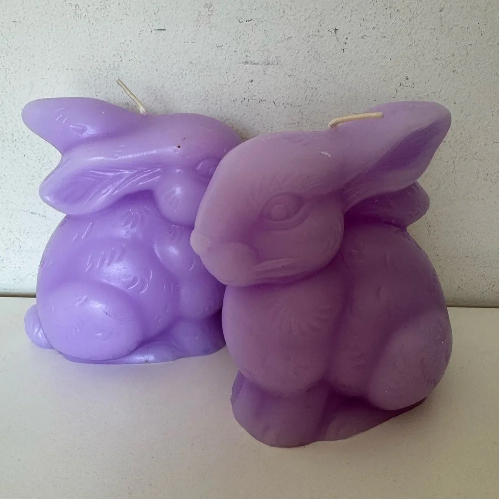 Pier 1 Pastel Lavender Purple Easter Bunny Candles Set of 2